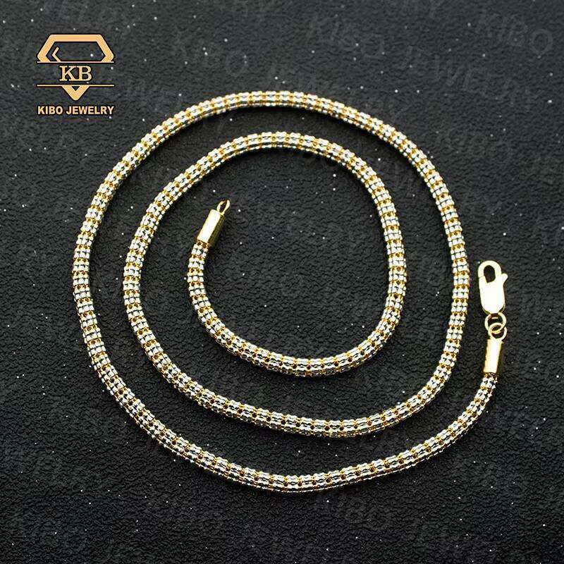 Shiny Pearl Moon Tennis Necklace Two-Tone Gold Plated 3.4Mm Sier Ice Chain