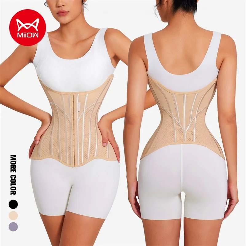 MiiOW U-shaped Waist Trainer Corset Women Shapers Lifted Waist Trainer Steel Bone Slimming Summer Breathable Womens Shapewear 250726