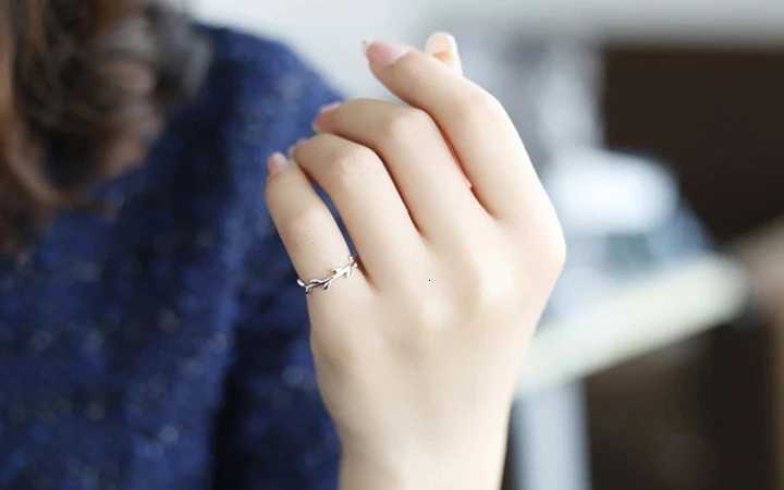 925 Sterling Silver Rings For Women Simple Leaves Open Ring Hypoallergenic Sterling Silver Jewelry Gifts For Girls y250730