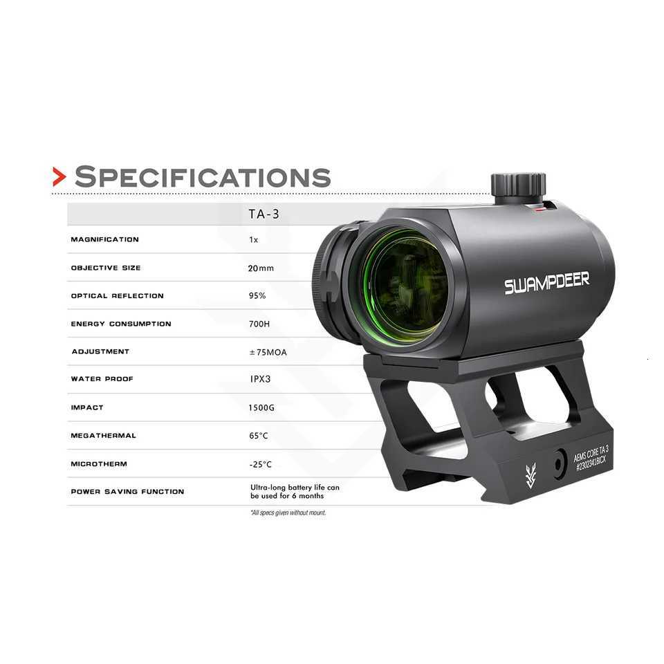 Swamp Deer Red Dot TA-3 Riflescope Shooting Dot Scope Tactical Rifle Reflex Optical Sight for Picatinny Tactical Hunting R250730