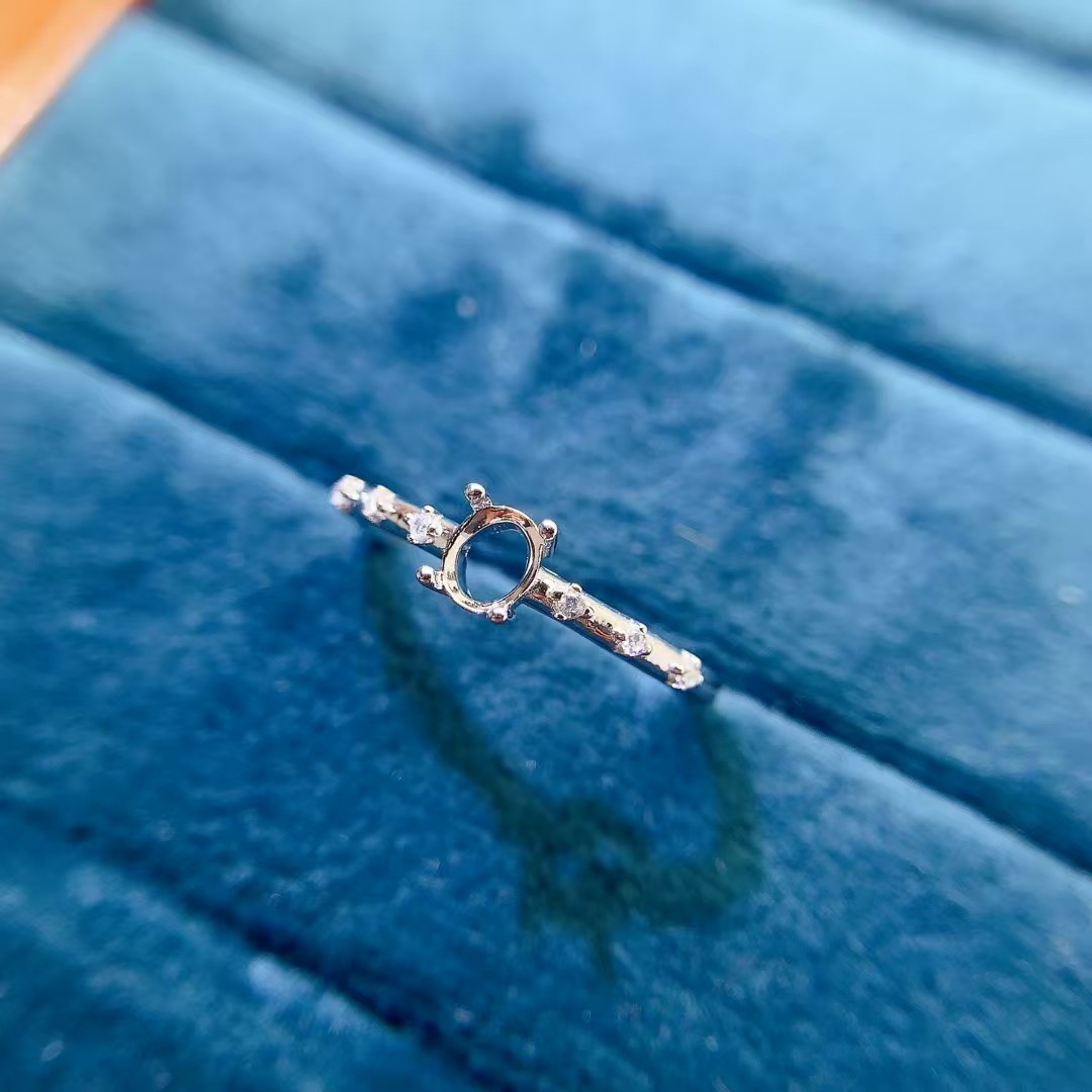 Simple design Ring setting for jewelry making 4mm*6mm oval shape gemstone Semi Mount ring setting with 18K gold plating