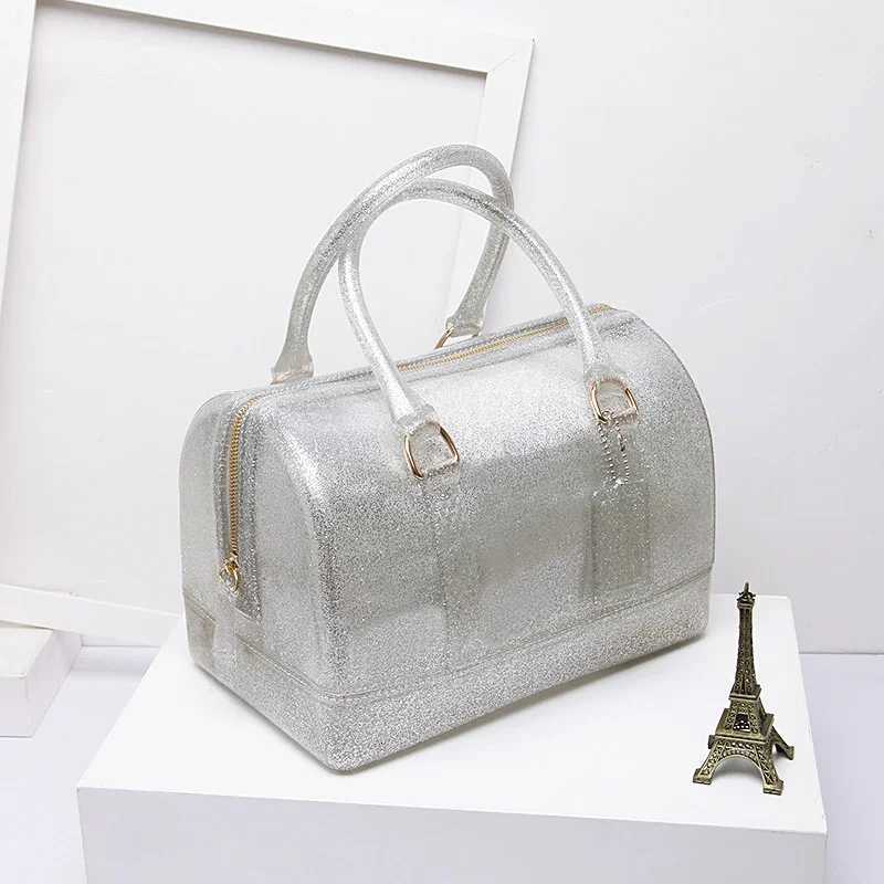 Waterproof Candy Jelly Bag Boston Pillow Bag One Shoulder Crossbody Simple Versatile Womens Bag Medium Large Y250730