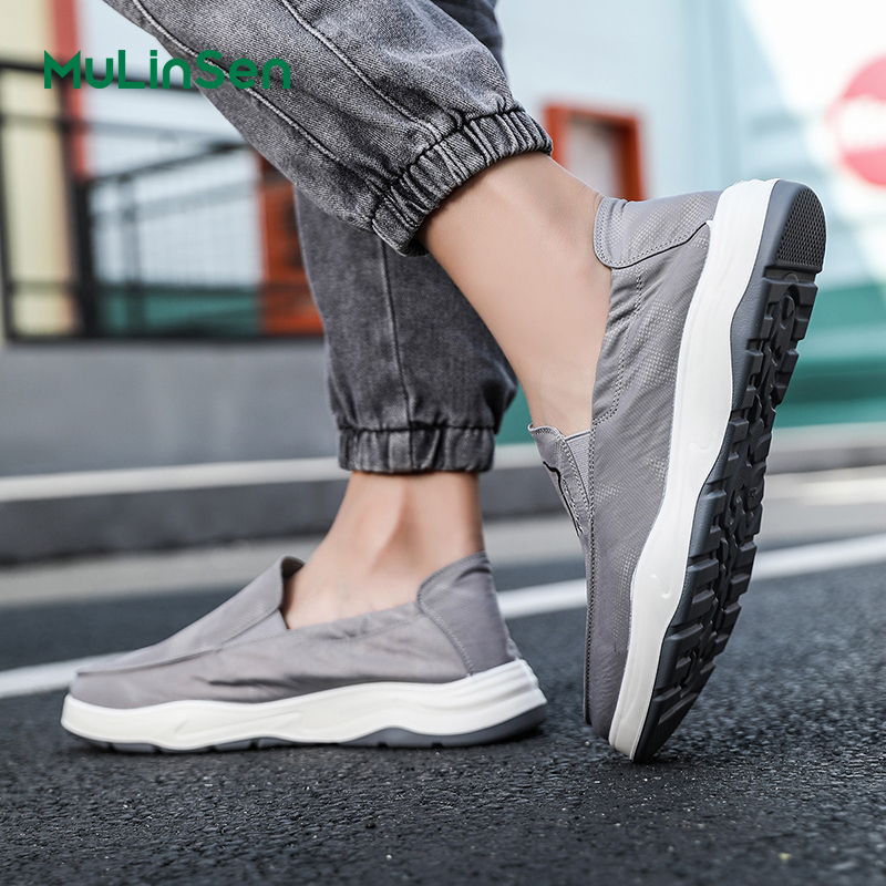 Mulinsen men's shoes summer breathable high-end ice silk cloth shoes men's lazy slip-on men's walking casual shoes