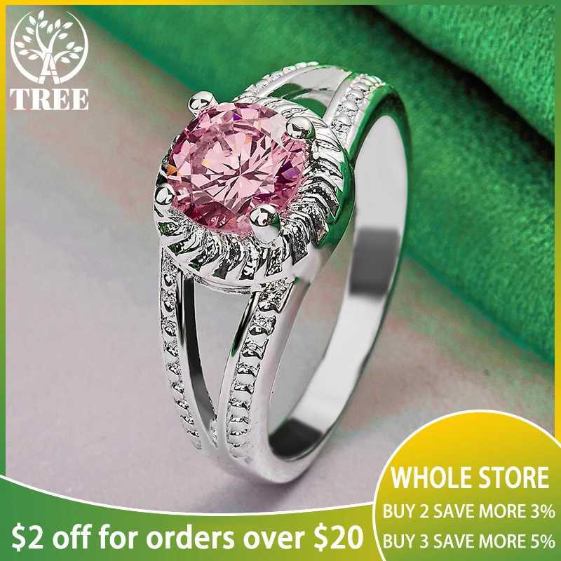 Hot New Arrivals 925 Sterling Silver Pink Round Zircon Rings Fashion Advanced Jewelry For Women Bridal Wedding Engagement Gifts y250730
