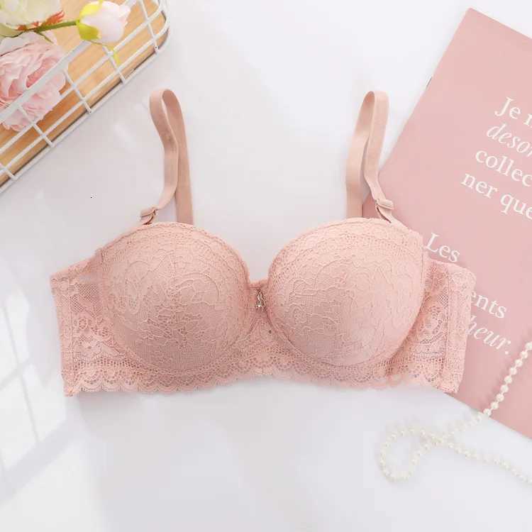 Sexy Lace Bras for Women Natural Latex Underwire Thickness Optional Underwear Womens Small Chest Side Gather Bra Z250730