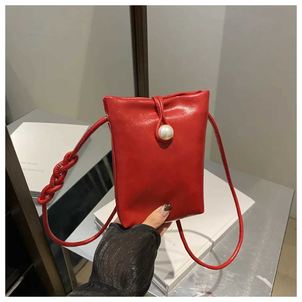 Crossbody Cell Phone Bags For Women Mini PU Leather Shoulder Purses And Handbags Ladies Phone Shoulder Bags Simple Solid Bag Y250730