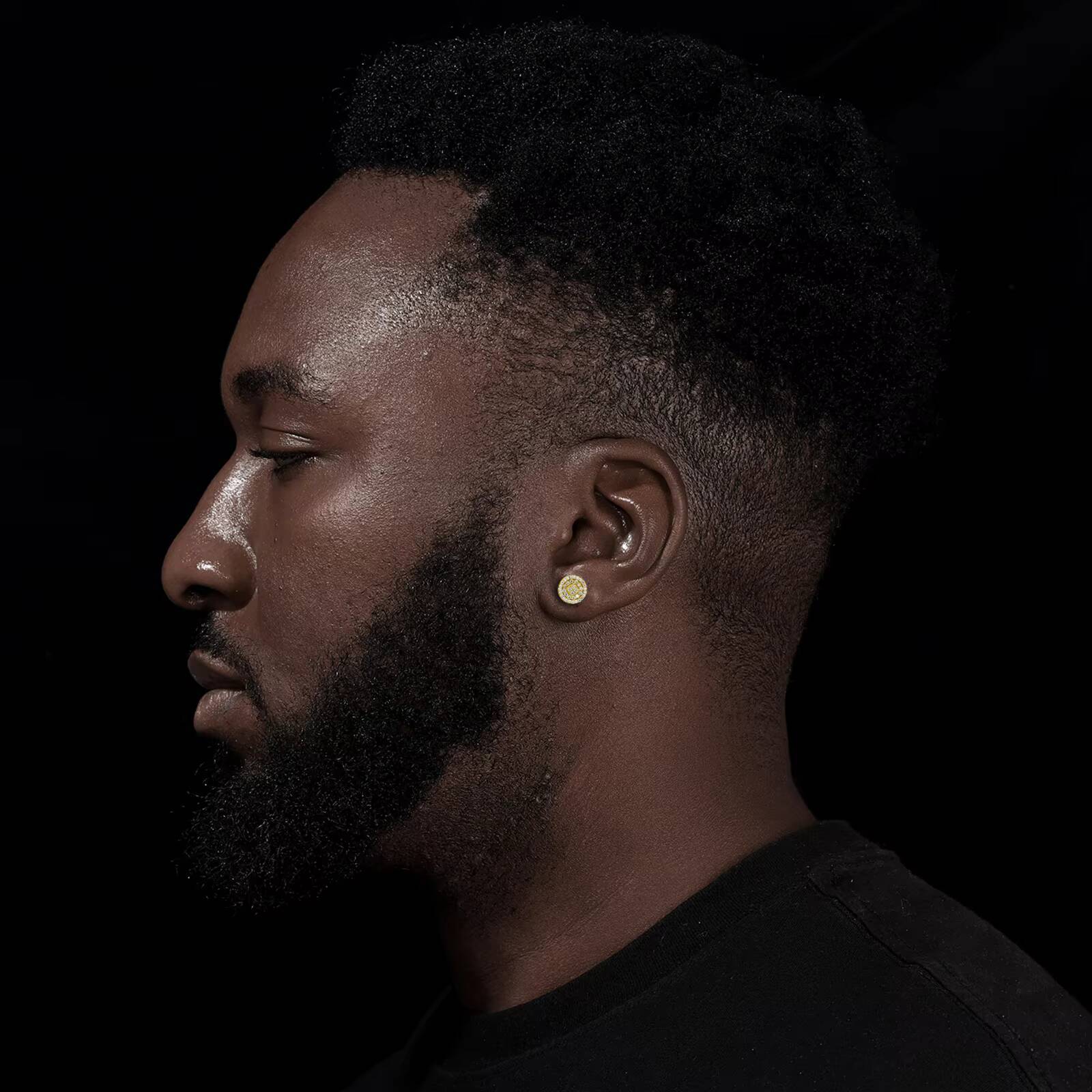 Wholesale Fashion Jewelry Gold Plated 925 Sterling Silver Micro Paved VVS Moissanite Diamond Circle Stud Earring for Men