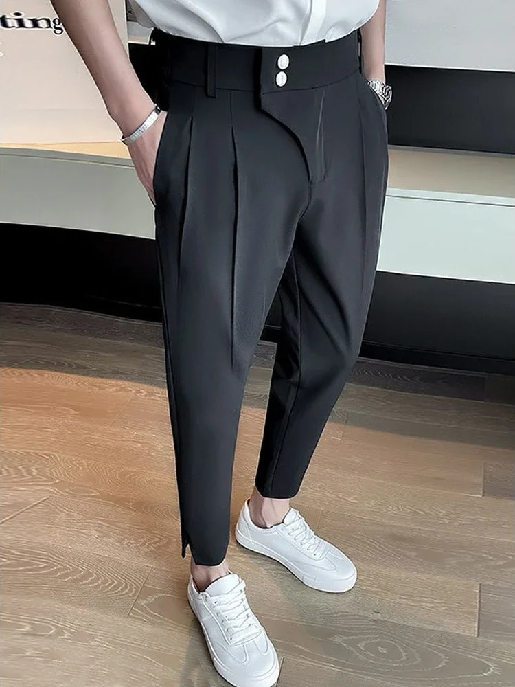 Elastic Cooling Trousers for Men Stretch Ice Silk Man Suits Pants Baggy Elegant Spring Clothes Fashion y High Quality Offer 250731