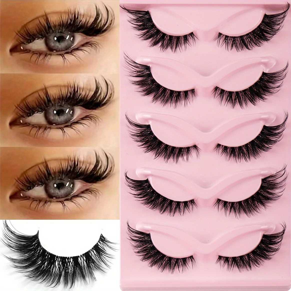 3 Boxes (15 Pairs) Cat Eye Lashes Fake Eyelashes Natural Long Manga Lashes Winged End Eye Elongated Eyelashes Fake Lashes Makeup Z250730