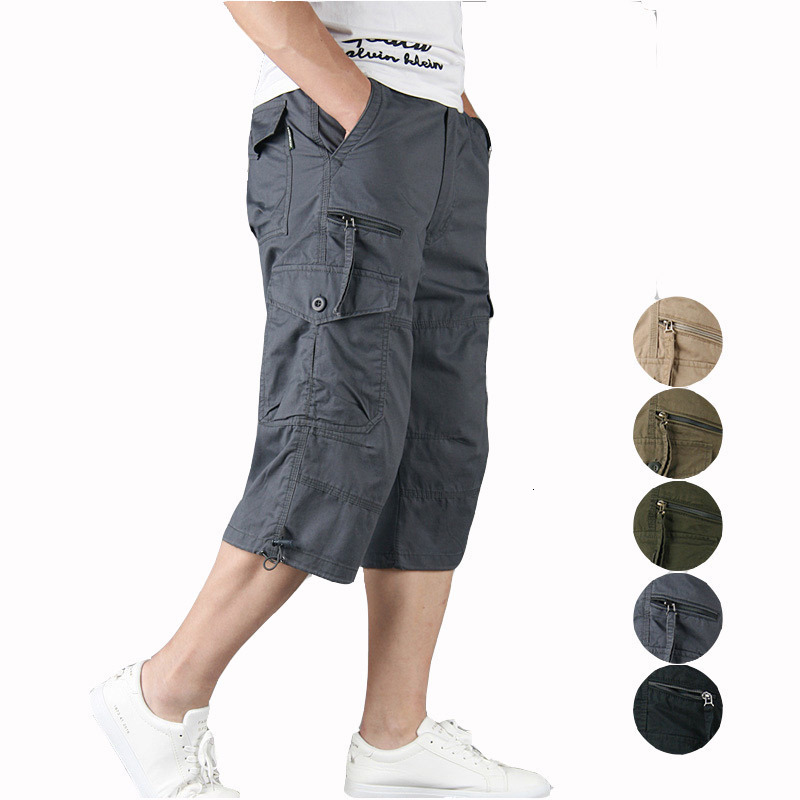 Summer Cargo Outdoor Casual Sports Capri Men Thin Loose Shorts Men's Multi-Pocket Mid-Length Pants