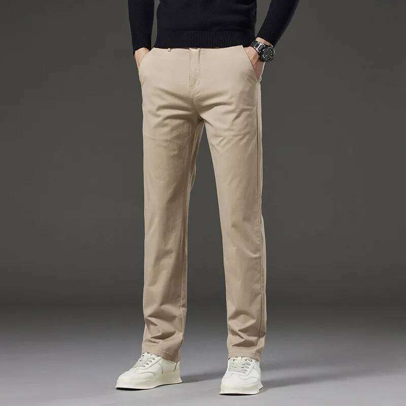 2025 Men's Summer Mid Waist Straight Leg Business Casual High-End Pure Cotton Fashionable Versatile Pants