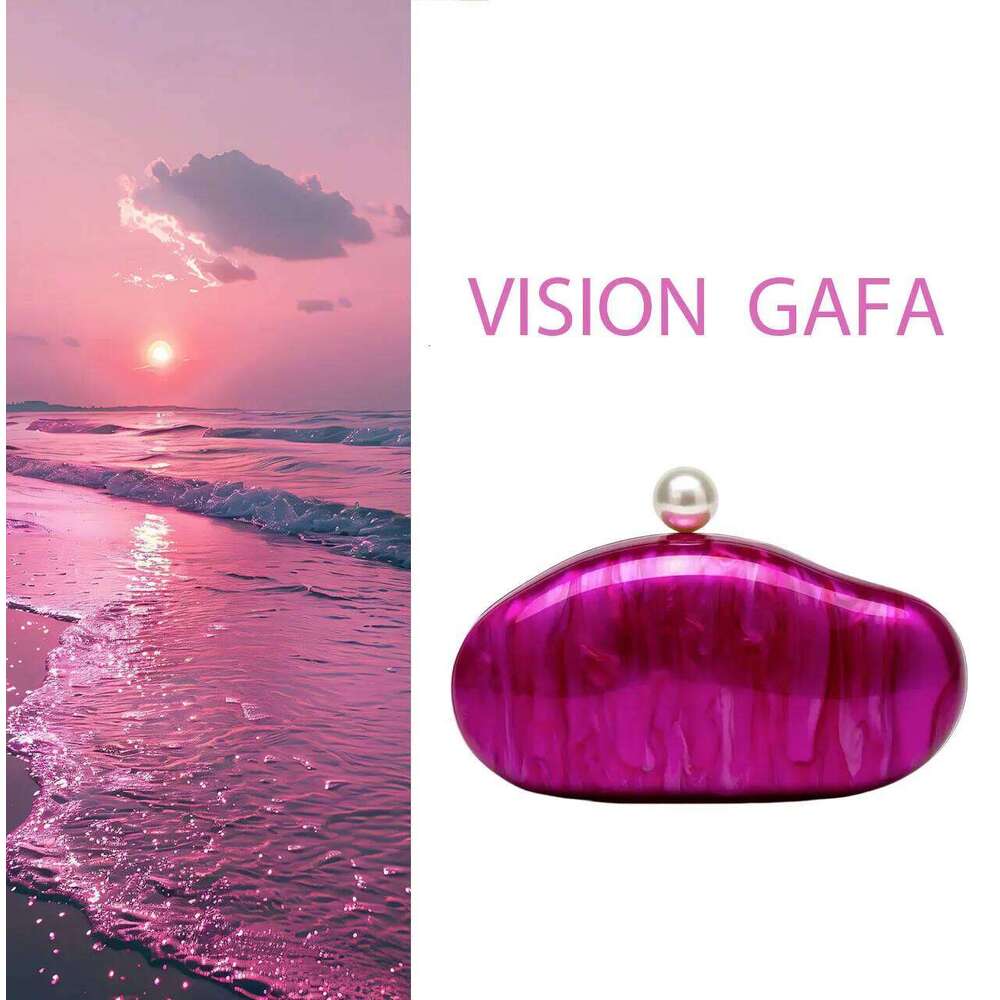 2025 Designer New Premium Acrylic Clutch Bag Pearlescent Pink Marble Pattern - Dual Mode (Handheld & Crossbody)