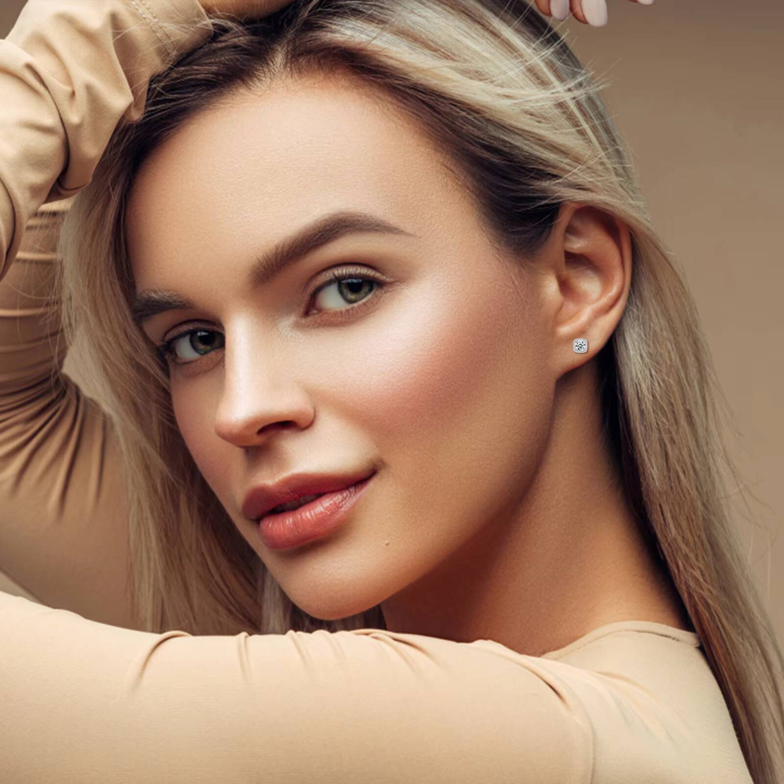 Pass Diamond Tester Moissanite Cube Halo Stud Earrings Luxury 18K White Gold 925 Sterling Silver VVS Mossanite Ear Stud for Men