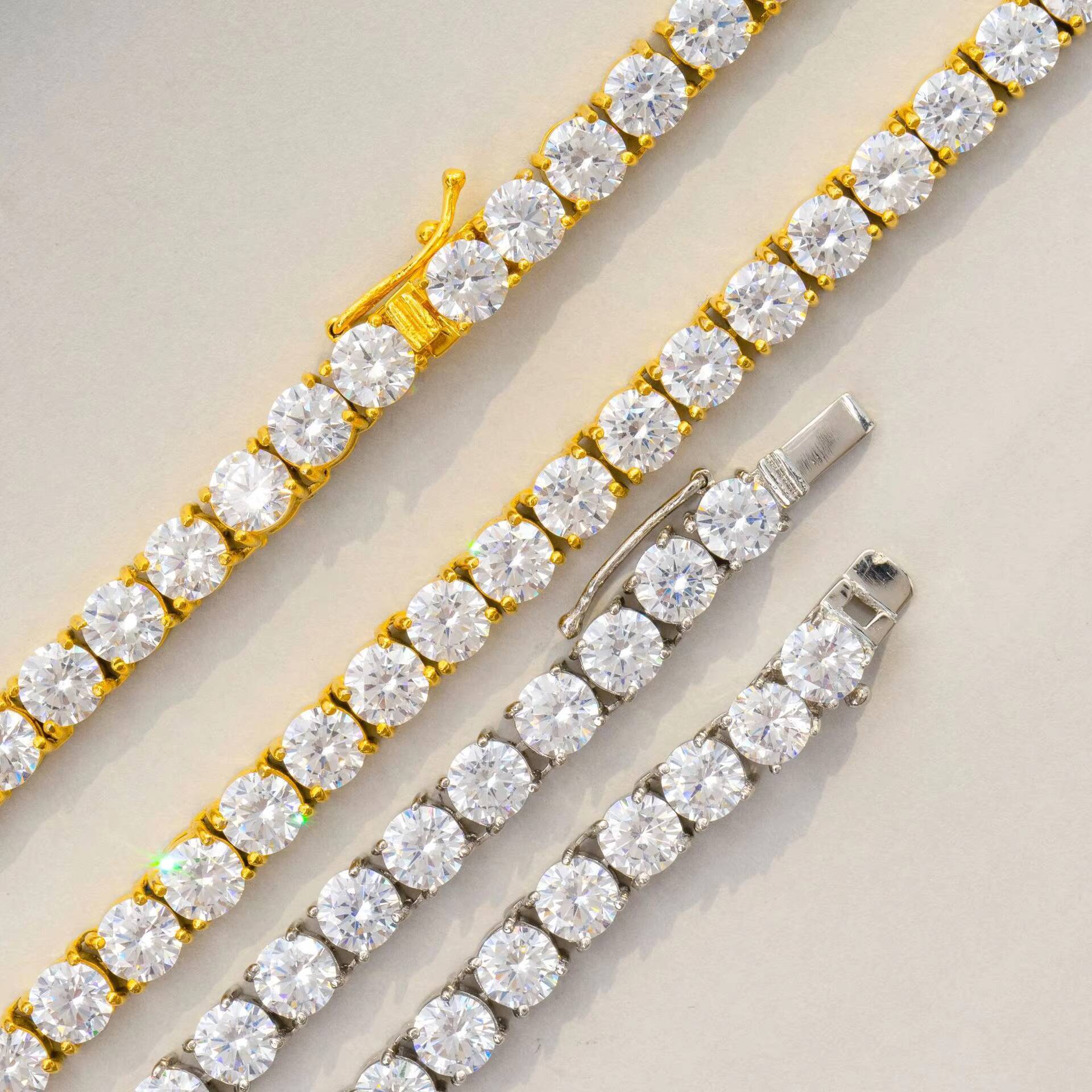 2025 Wholesale 5mm Premium Cluster Tennis Chain Choker Necklace for Women Gold Plated Iced Out CZ Diamond Trendy Style