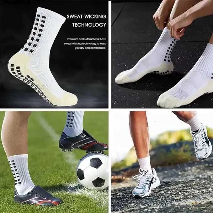 2 Pairs Set Men Grip Soccer Socks and Knee Pads Calf Sleeves Adult Youth Non Slip Leg Shin Guards for Basketball Football Sports Z250731