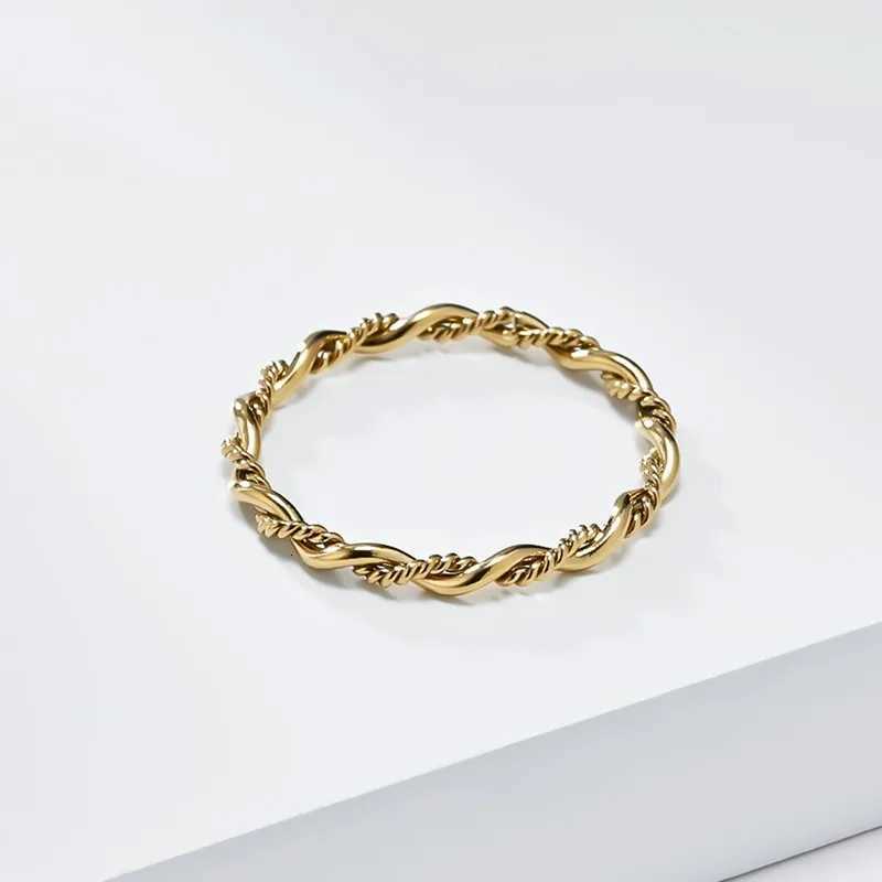 2mm Stainless Steel Twist Rope Weaved Ring Wedding Band for Women Girl Size 5-10 y250730