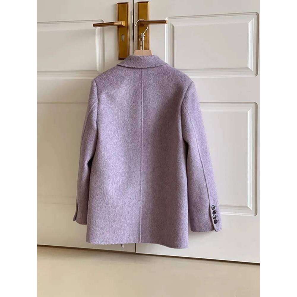 Gentle Purple Coat For Women In Autumn And Winter, New High-End Loose Casual Woolen Suit Short Jacket 250728