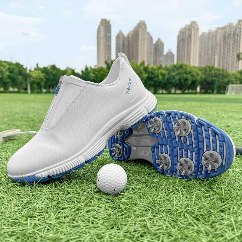Golf Shoes for Men Comfortable Zip Athletic Shoes Men Anti-Slip Leather Spikes Golf Training Shoe Men Walking Shoes Y250731