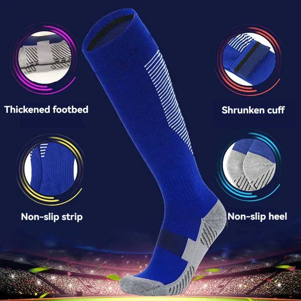 Towel Bottom Childrens Football Socks Adult Over Knee Non Slip Kids Soccer Long Tube Striped Sports Basketball Socks Z250731