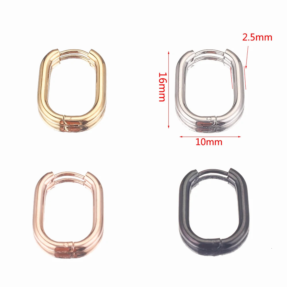 6pcs/lot Stainless Steel Rectangle Earrings Ear Hooks Gold-Plate oval Hoop Findings for DIY Earrings Parts Jewelry Wholesale 250729
