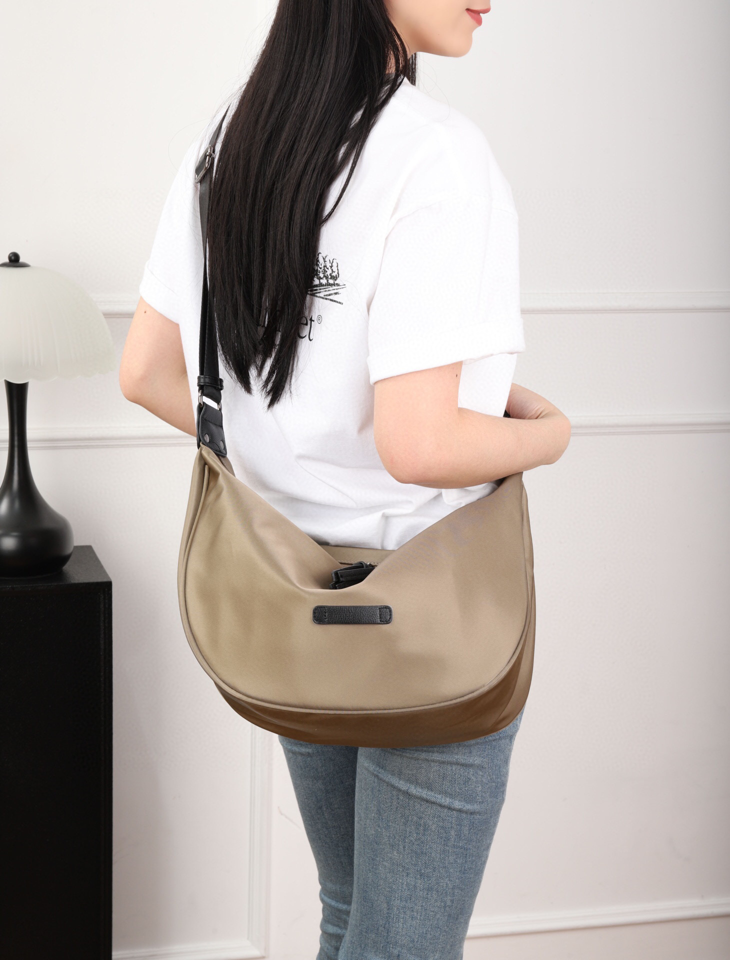 PY955D Women Fashion Bags Cross Body Oxford Genuine Leather Daily Leisure Bag With Large Commuting Capacity Waterproof Cloth
