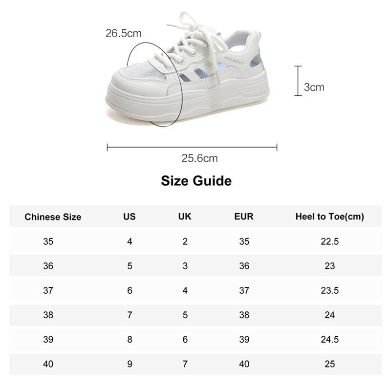 Mulinsen sneakers women's 2025 new summer hollow summer ugly cute big head sports sandals women's casual white shoes