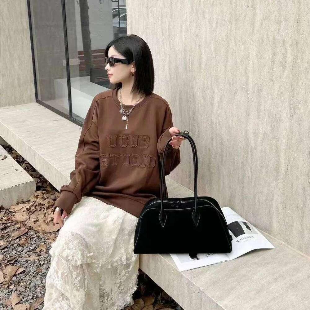 Suede Cowhide Large Capacity Boston Underarm Ladies Brown Women's Fashion Commuter Bowling Frosted Shoulder Bag Coffe Red 250731