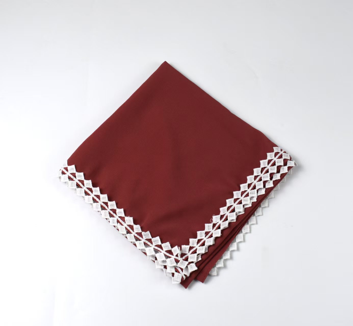 T1351 New Small Fresh Pearl Chiffon Lace Square Scarf Middle Eastern Headscarf Hui Scarf