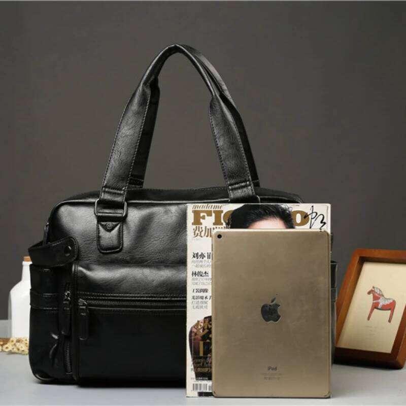 New Handbag Men Top-Handle Bags Fashion Crossbody Large Capacity Men's HandbagsTravel Totes Bag PU Leather Briefcase