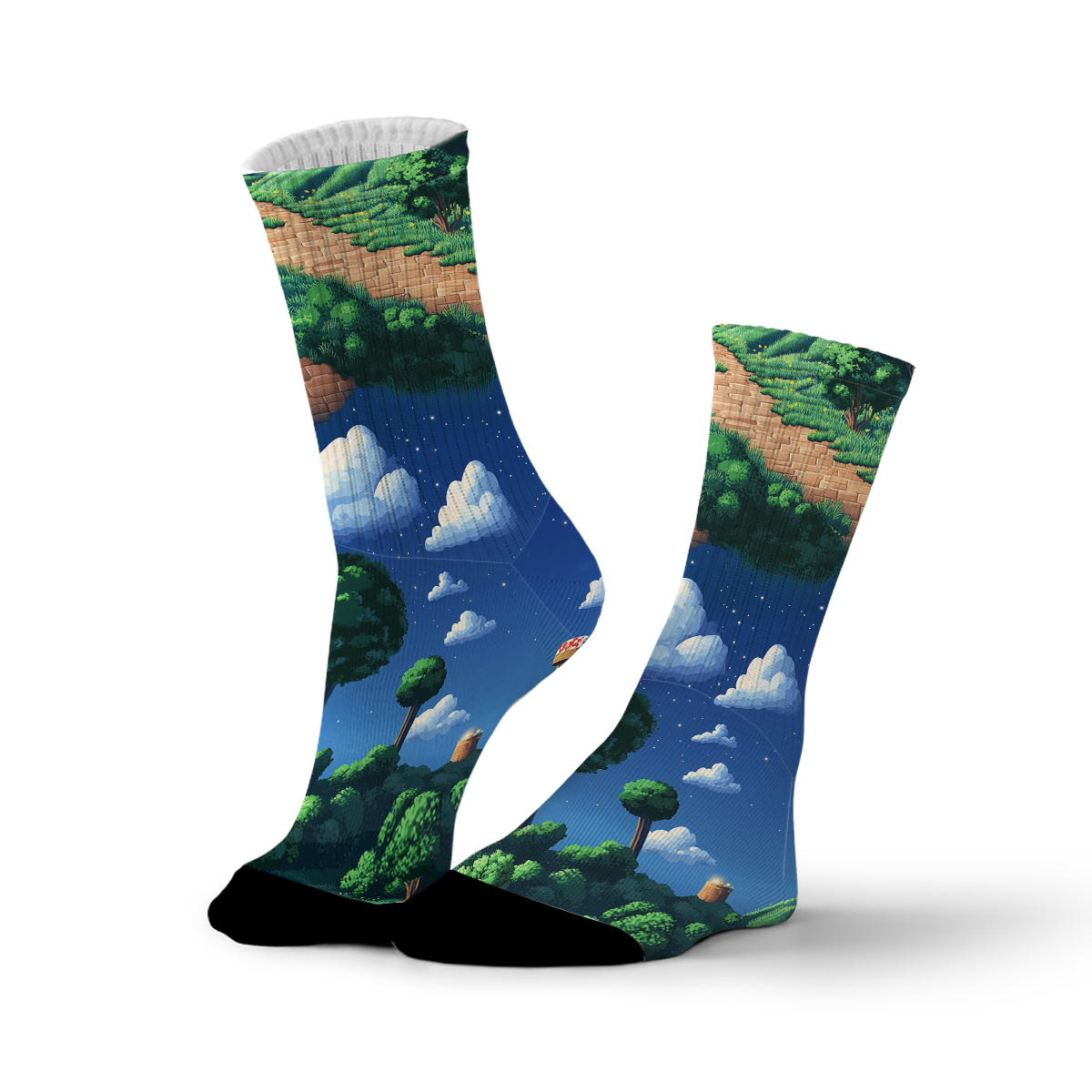Retro Game Landscape Unisex Tube Designer Socks C123