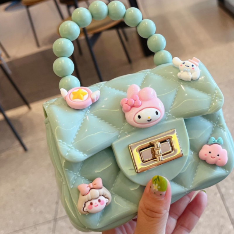 Mini cartoon jelly bag for girls small purse for children crossbody little girls mini pearl handbag for princess light and easy to carry Small handbag