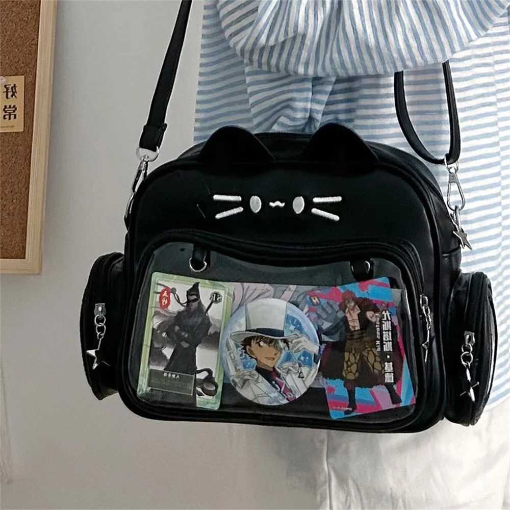 New FAshion Lovely Ear PU Leather Backpack Y2k KAWaii Transparent Ita-Bag Women Shoulder Bags Teenage Travel Bagpack Y250730