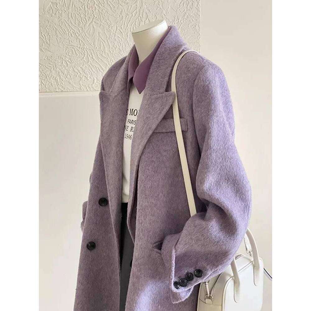 Gentle Purple Coat For Women In Autumn And Winter, New High-End Loose Casual Woolen Suit Short Jacket 250728