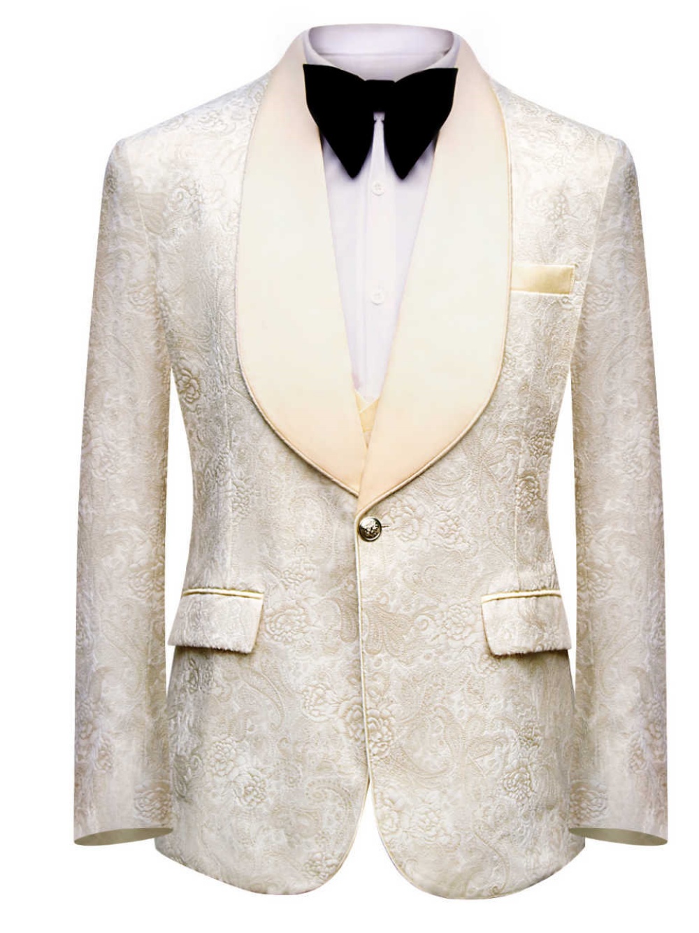 Elegant Jacquard Wedding Tuxedos Jacket Vest Pants Shawl Lapel Men Suits Handsome Groom Wear Party Male Suit Customized