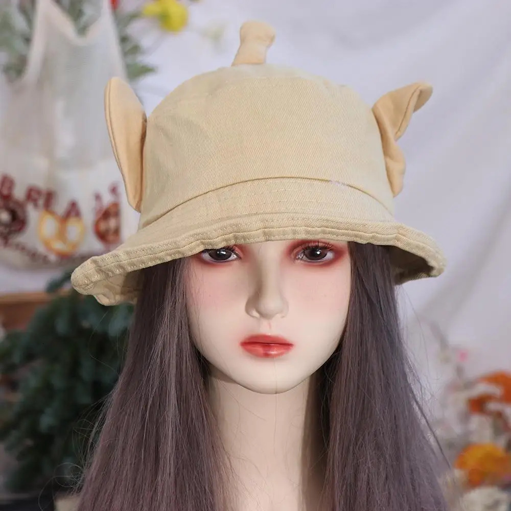 Foldable Three Eyes Bucket Hats Lightweight Sunscreen Big Ear Fisherman Hat Breathable Wide Brim Cartoon Sun Hat 250724