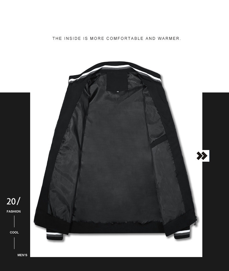 Casual loose jacket men's spring and autumn sports solid color stand-up collar jacket men's clothing