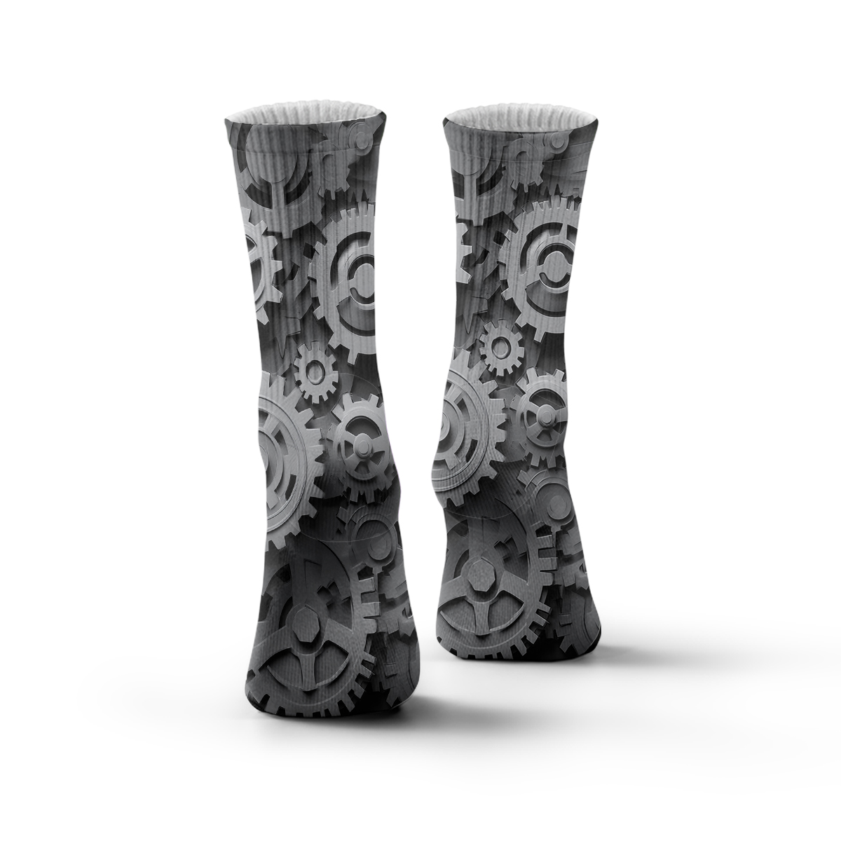Monochrome Steampunk Gears Unisex Tube Designer SocksC131