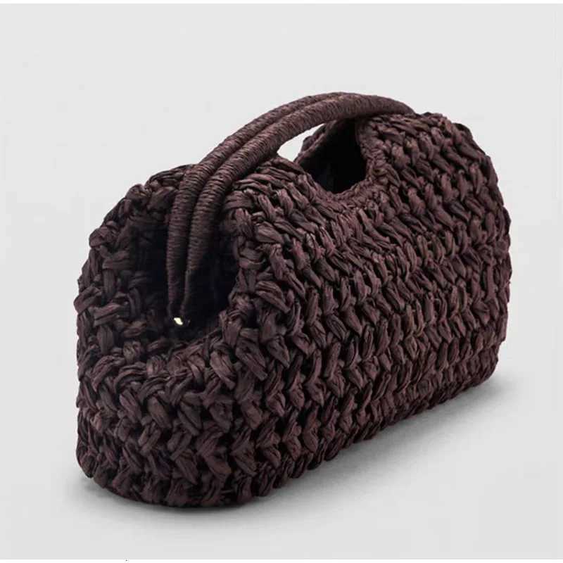 Natural Fiber Snap Clutch BagSpanish Seaside Womens Straw Woven HandbagSummer Beach Travel Vacation Evening Elegant Purse Y250730