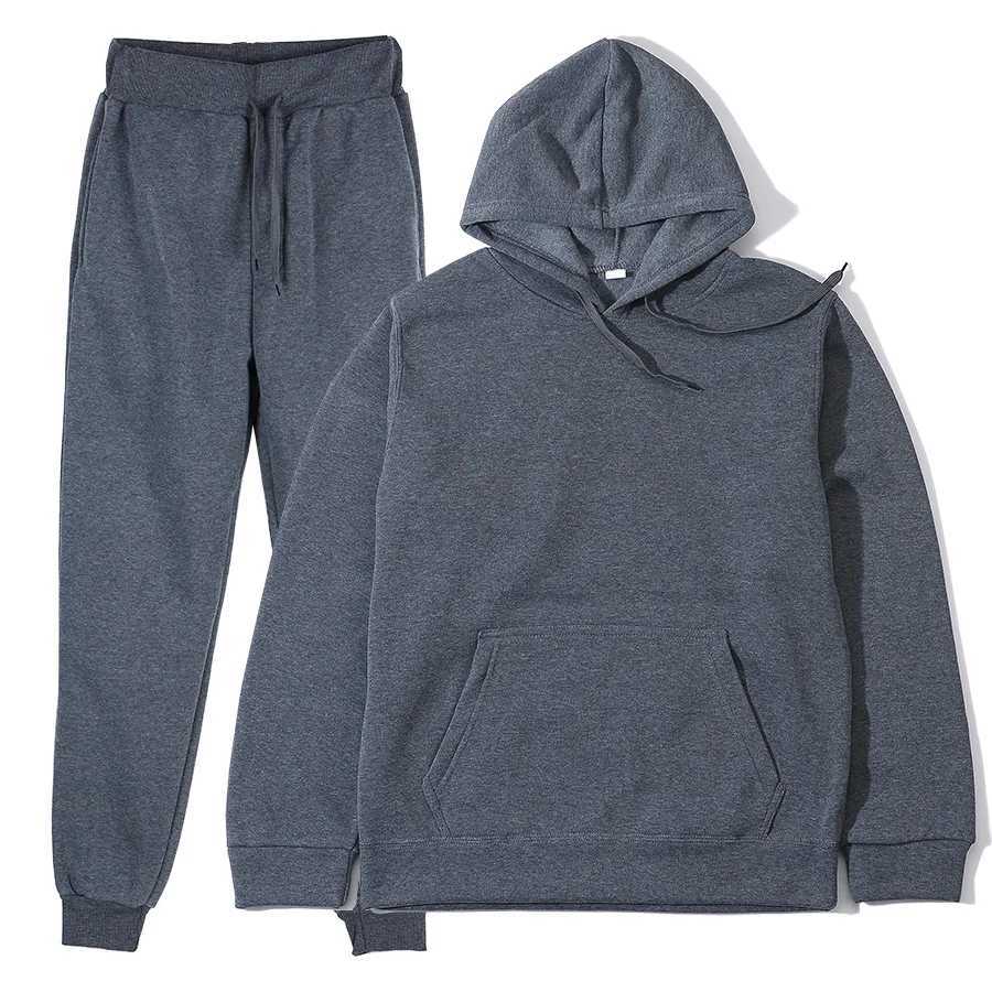 Mens Autumn and Winter New Solid Color Hoodie+pants Two-piece Set Fashionable Casual Sports Set Size S-3XL Mens Tracksuit XJ250731