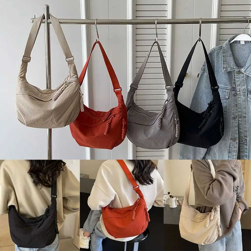 Canvas Lightweight Solid Color Dumpling Bag Crossbody Bags Large Capacity Korean Simple Shoulder Bag G250729