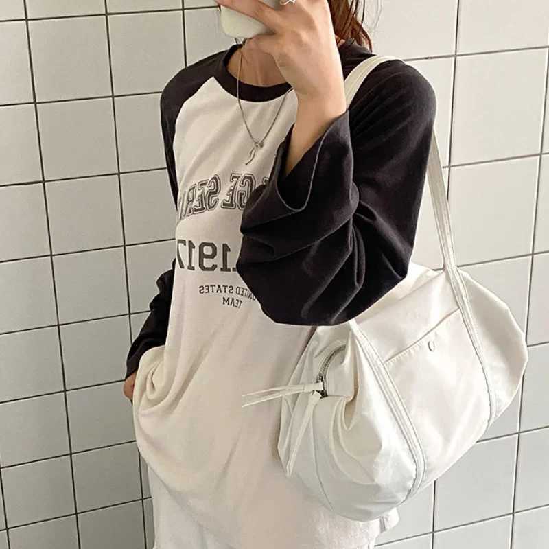 Nylon Women Barrel Shaped Shoulder Bag Student Commuter Daily Korean Style Handle Bag Summer Upscale Sweatproof Underarm Bag Y250730