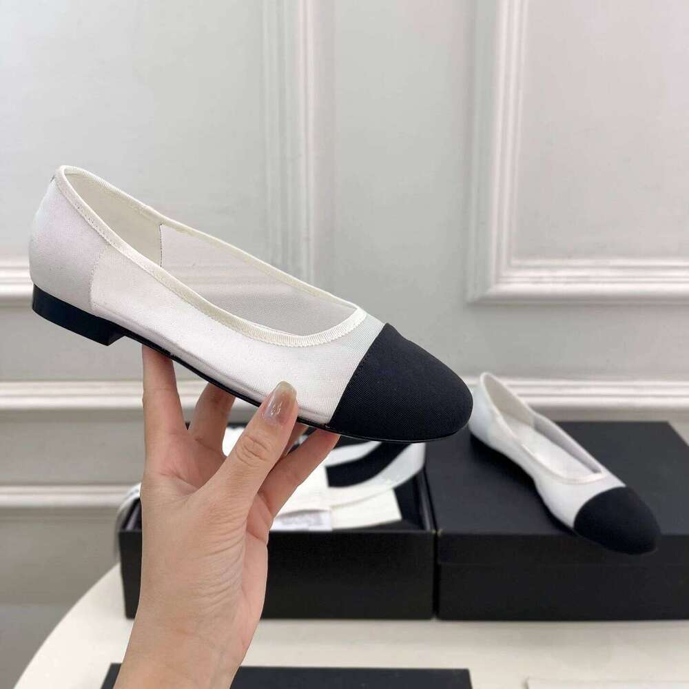 Women Size35-41 Mesh Genuine Leather Ballet Flats Round Toe Slip On Mixed Color Leisure Designer Shoes Zapatillas De Mujer f70