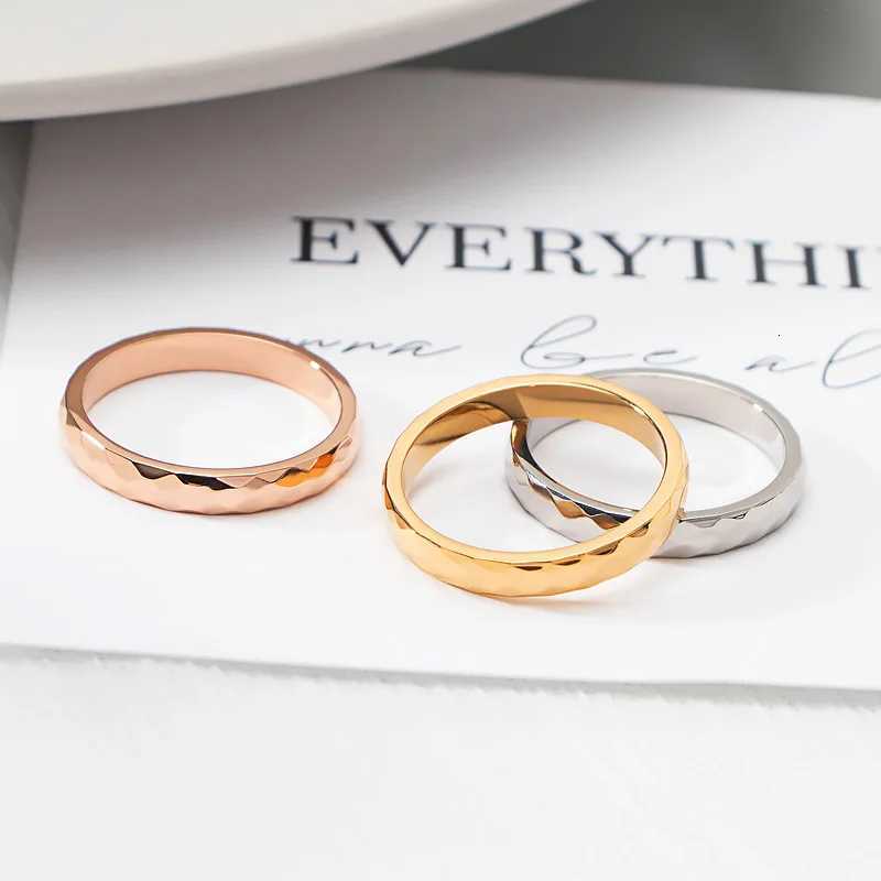 New Fashion Minimalist Thin Rings for Women Pattern Stainless Steel Round Finger Jewelry in Gold and Silver Colors Female Gifts 3mm y250730