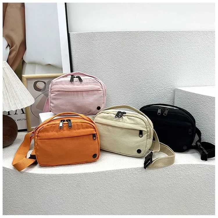 Solid Color Womens Sports Shoulder Bag Soft Nylon Female Zipper Chest Bags Simple Portable Ladies Phone Purse Small Handbags Y250730