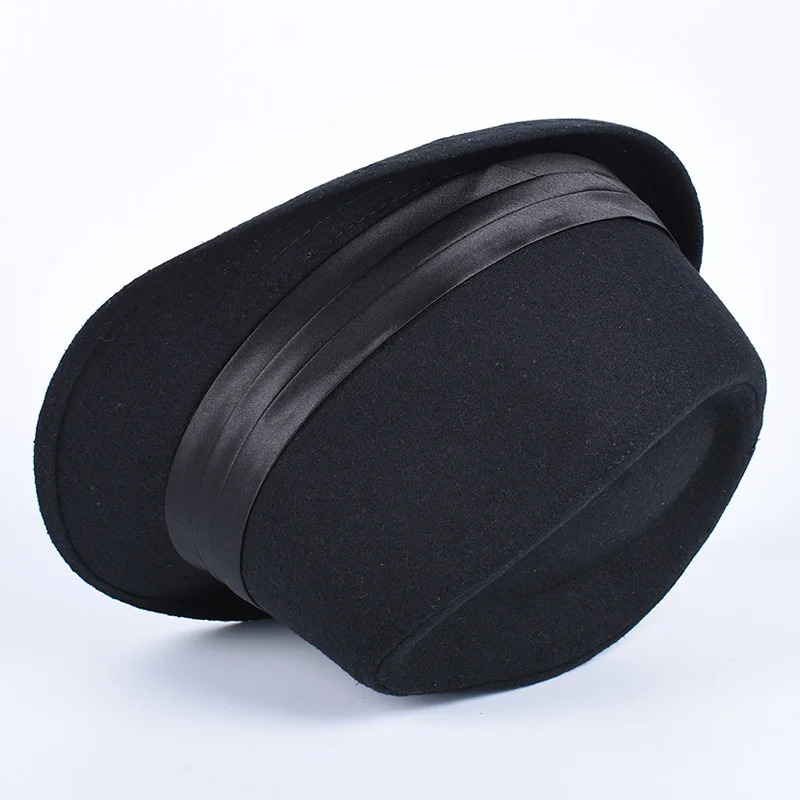 Classic Fedora Mens Hats Casual Short Sleeve Trilby Top Hat French England Elegant Ribbon Jazz Cap Fedoras Black Felt Hat 250730