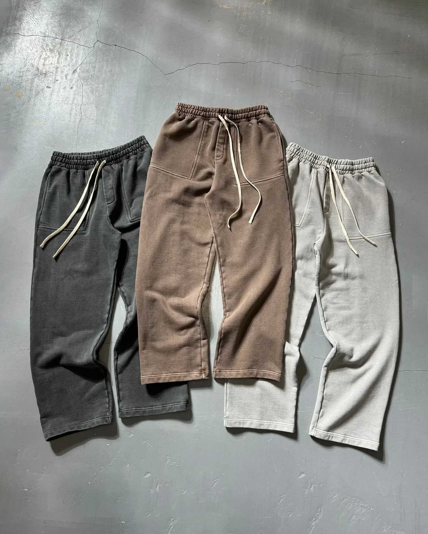 American Street Solid Color Casual Wear Cotton Comfortable Oversized Sweatshirt Men Two-Piece Harajuku Jogging Pants Sportswear XJ250731