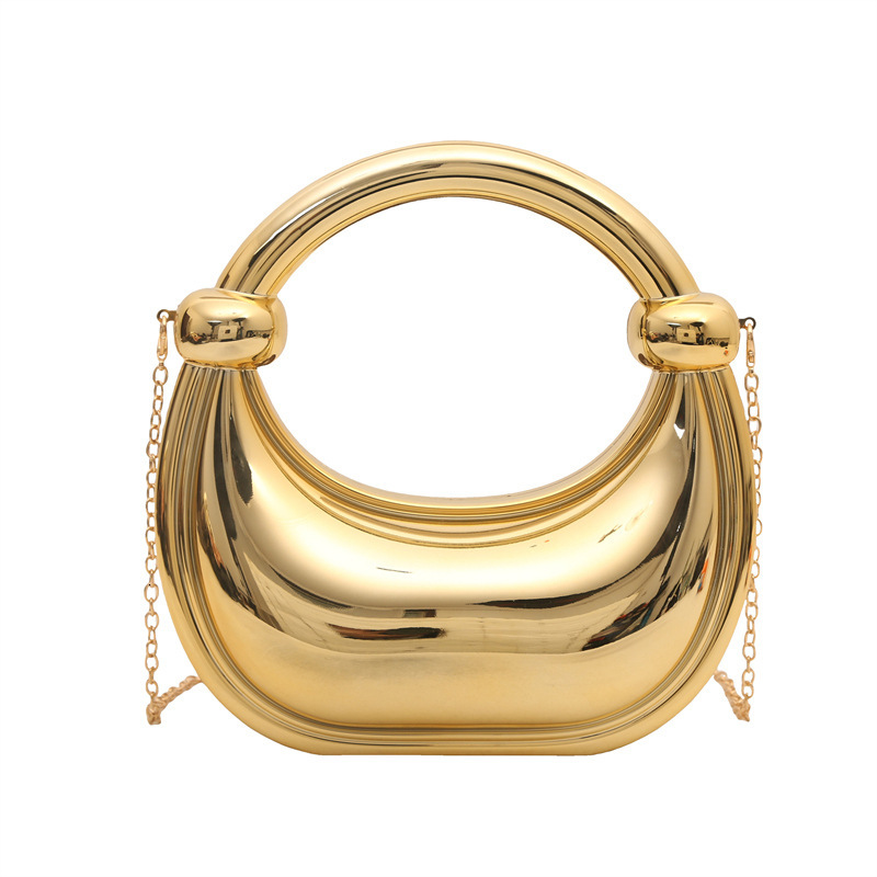 Women's 2024 New Moon-Shaped Party Wristlet Knot Handbag Acrylic Chain Crossbody Evening Bag ddmymoon