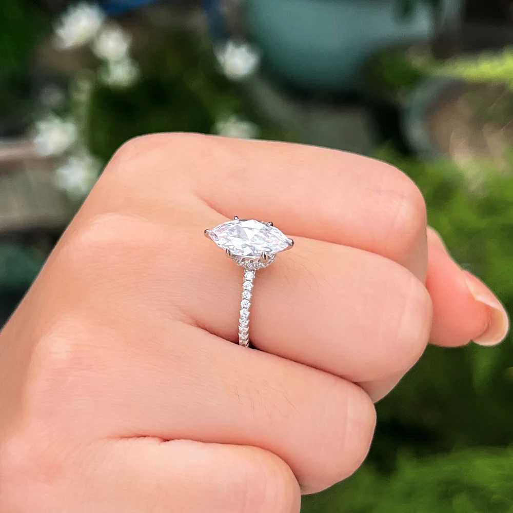 925 Sterling Silver Marquise Cut Cubic Zircon Dazzling Wedding Engagement Rings for Women Fine Jewelry SE012 y250730