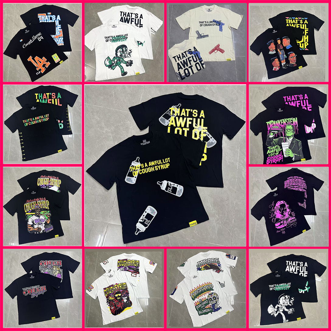 thats a awful lot of caugh syrup shirt Fashion Designer MensT shirts Printed Graphic T-shirt Cotton Casual Tees COUGH SYRUP Short Sleeve Hip Hop Streetwear DY