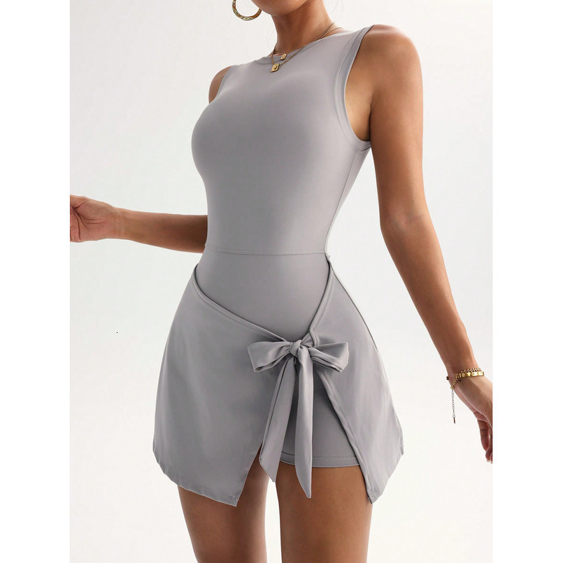 New Fake Two-Piece Anti-Exposure Tight-Fitting One-Piece Tennis Slimming High Elasticity Casual Fiess Backless Yoga Dress